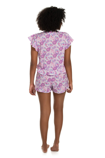 Lilac Flowers Short Pajama Set