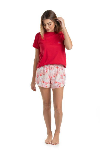 Red Seaweed Short Pajama Set