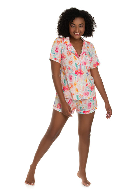 Colorful Flowers Short Pajama Set