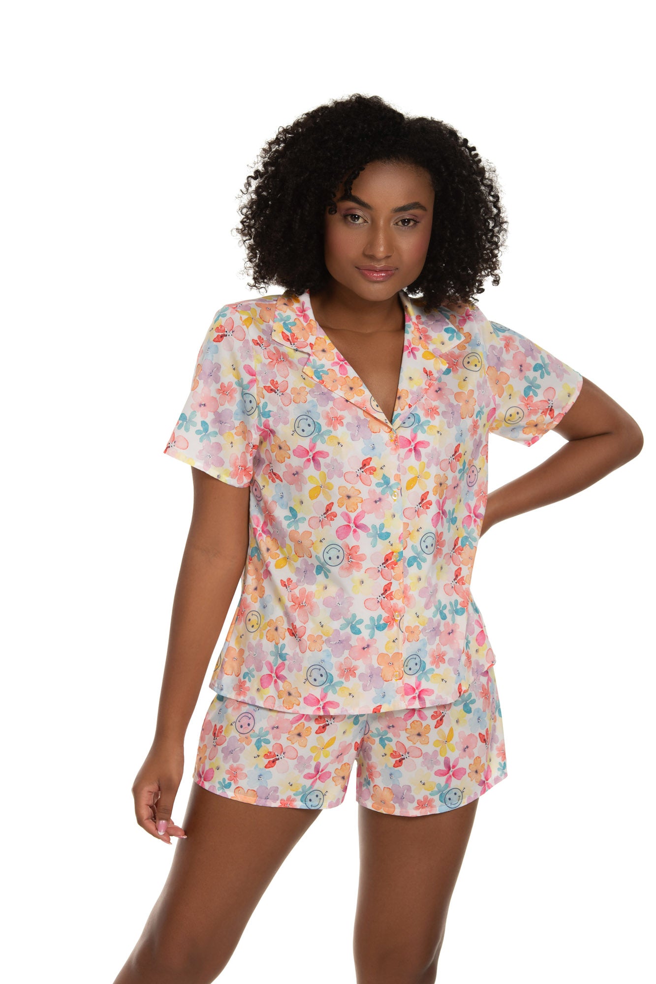 Smile Flowers Colorful Pajama Set