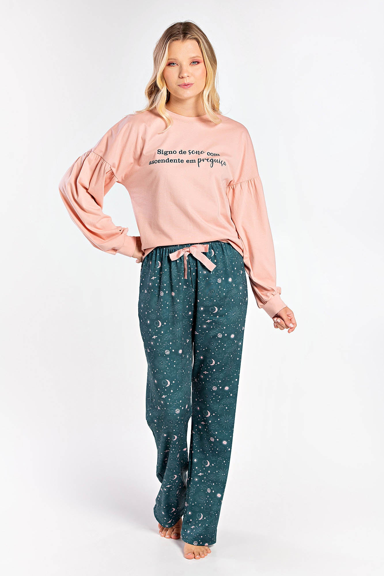 Horoscope With Lettering Long Pajama Set