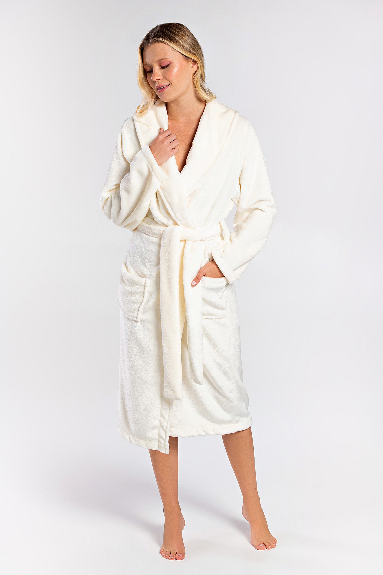 Fleece Robe Off White