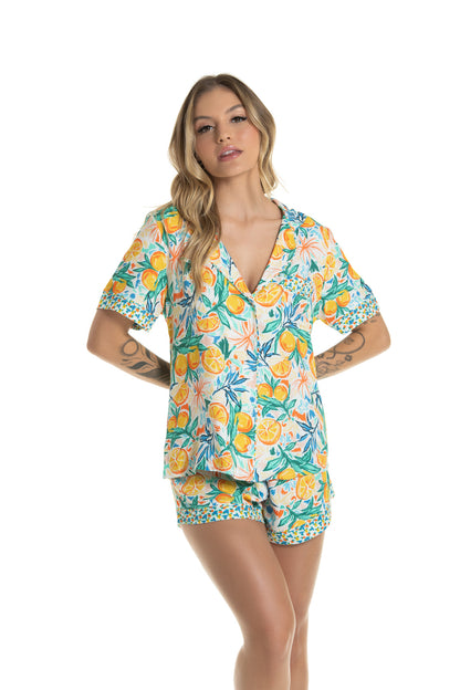 Tropical Print Short Pajama Set