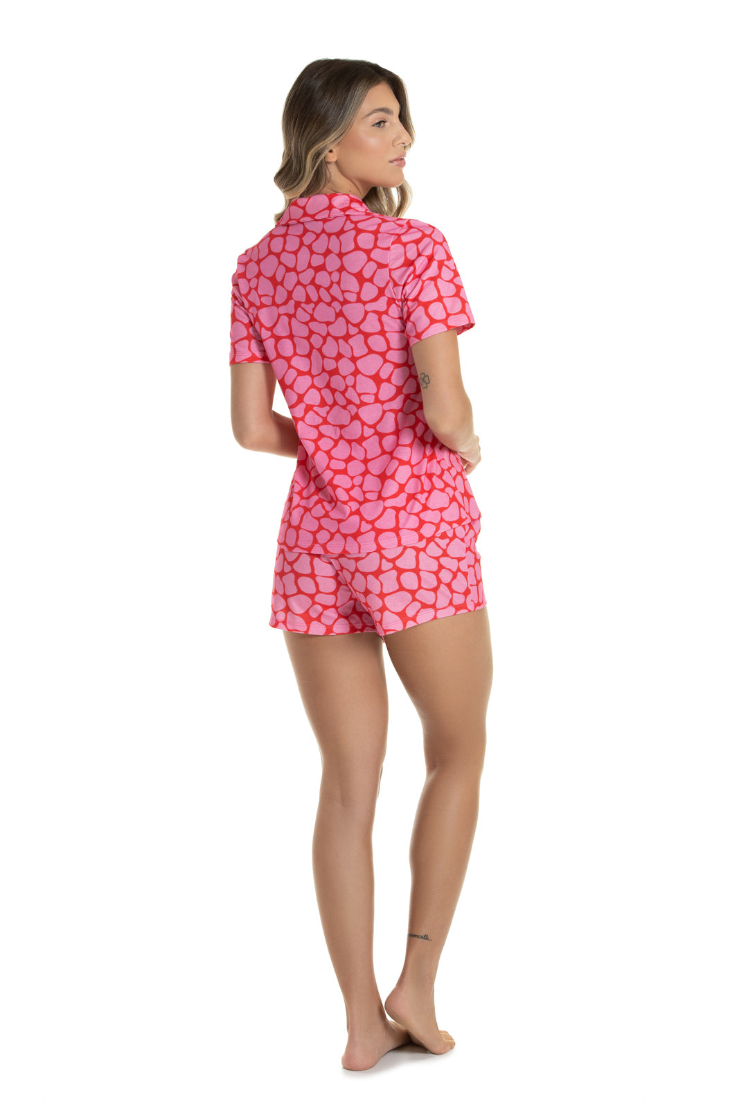 Pink Animal Print Short Pajama Set