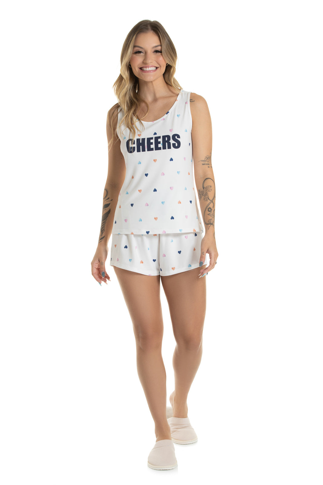 Cheers Mini Hearts Short Pajama Set