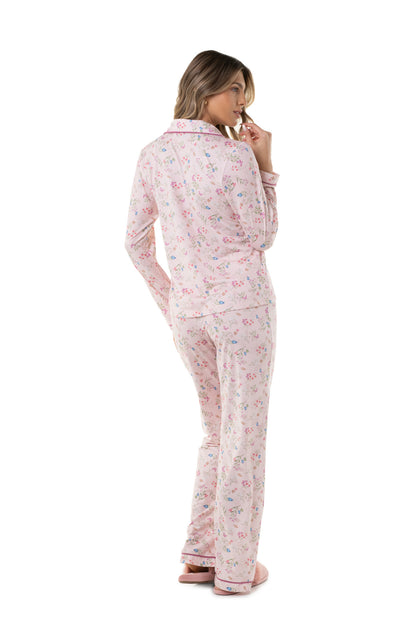 Light Pink Butterflies Long Pajama Set