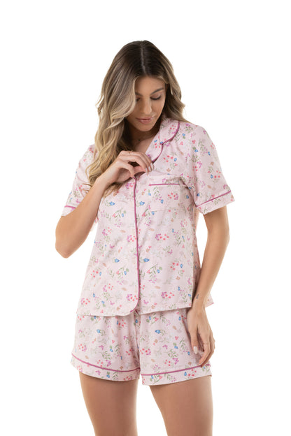 Light Pink Butterflies Short Pajama Set