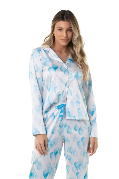 Blue Drops Long Pajama Set