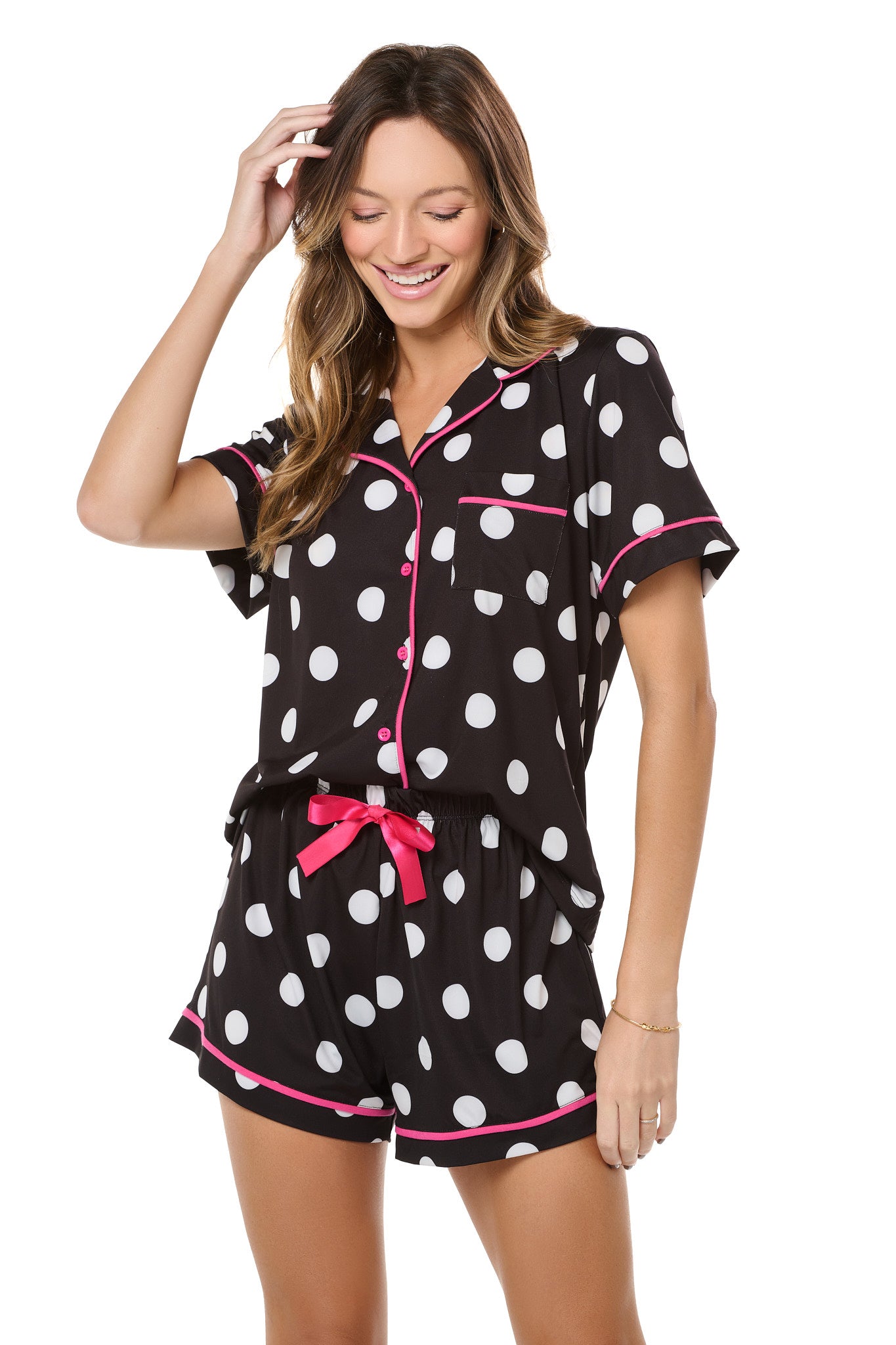 Black And White Polka Dot Short Pajama Set