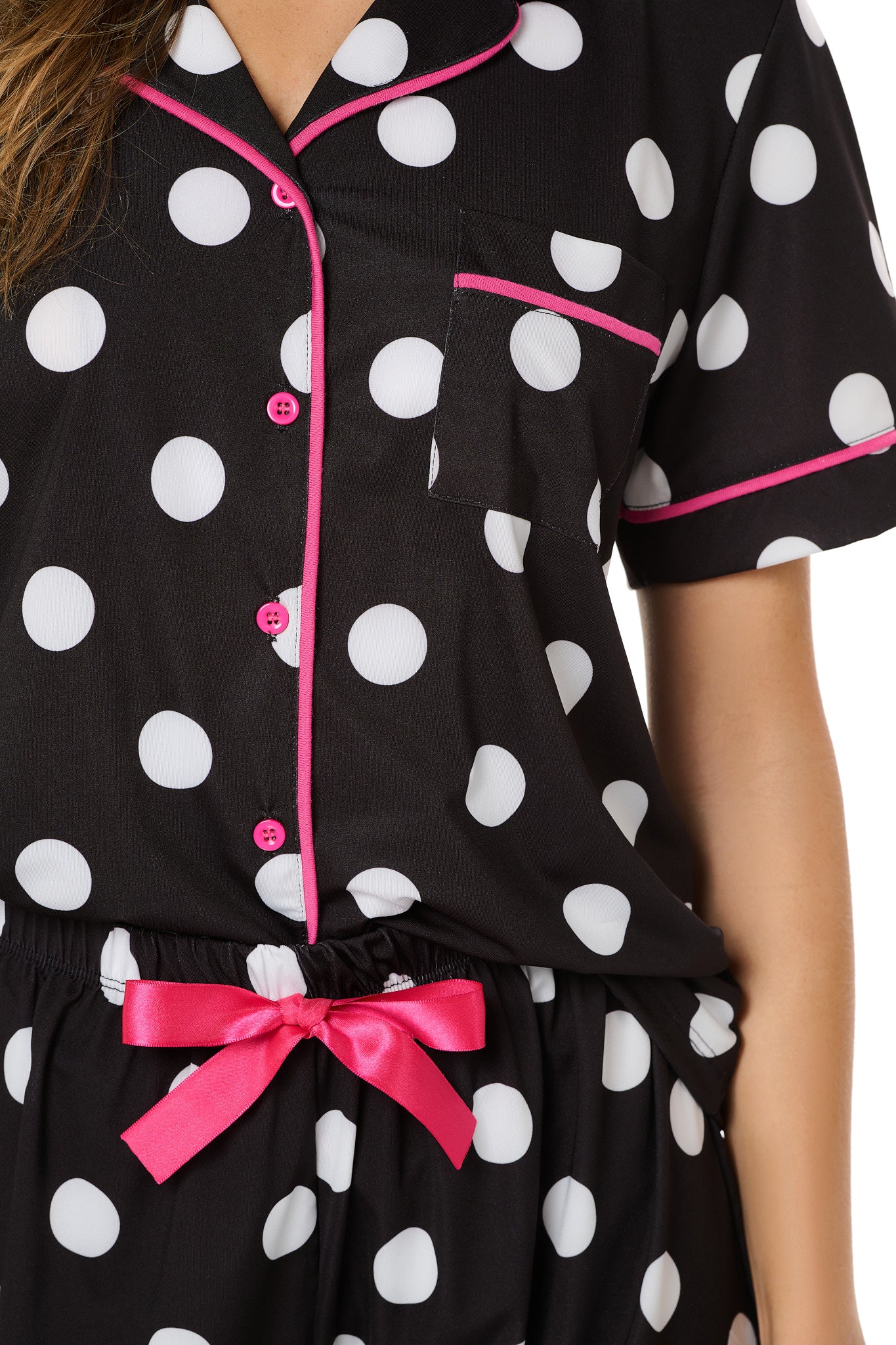 Black And White Polka Dot Short Pajama Set