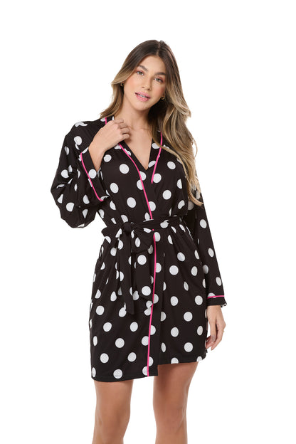 Black And White Polka Dot Robe