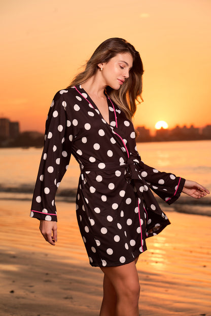 Black And White Polka Dot Robe