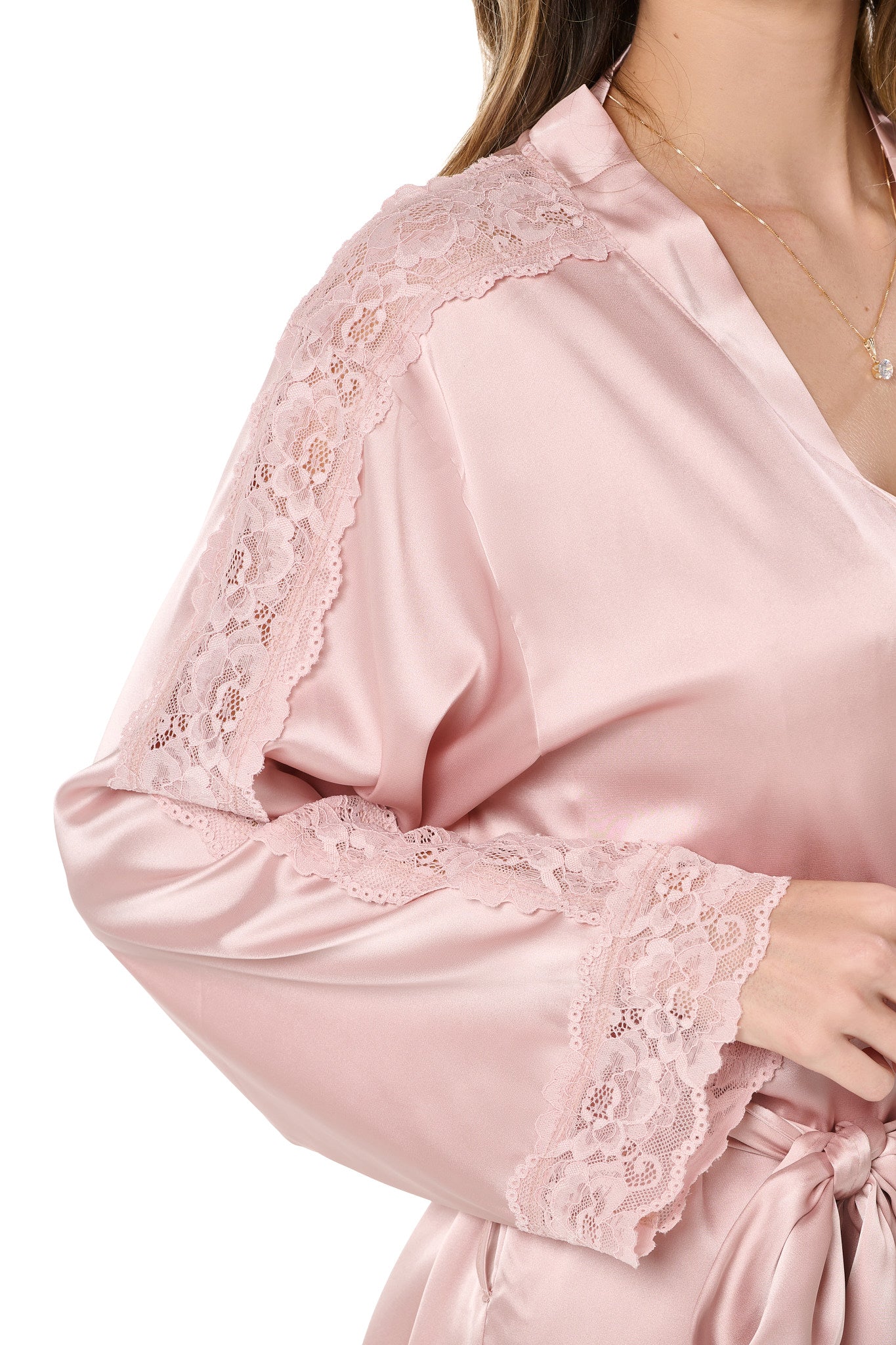 Satin Lace Rose Gold Robe