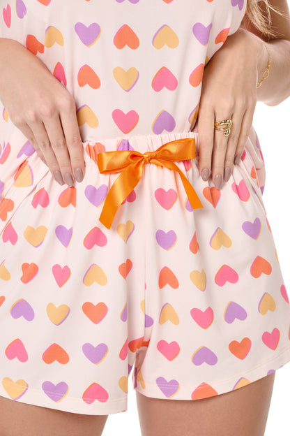 Colorful Hearts Short Pajama Set